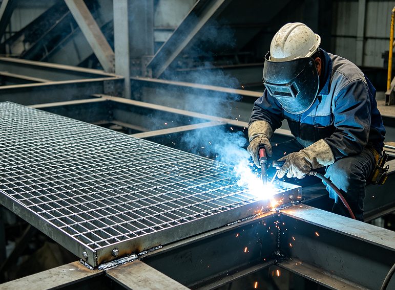 Two Methods for Installing and Securing Steel Gratings: Welding and Fastening with Mounting Clips
